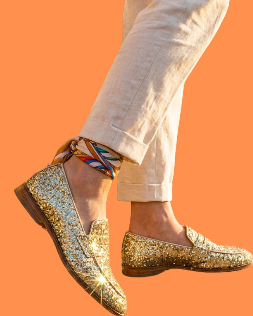 Mocassins en glitter champagne
