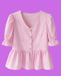 Blouse vichy rose péplum
