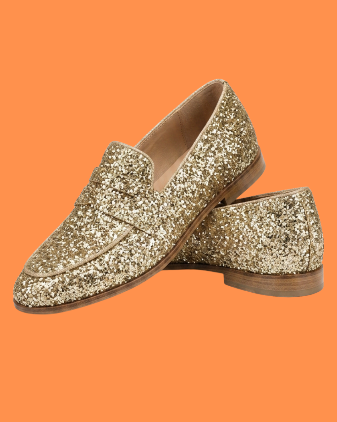Mocassins en glitter champagne