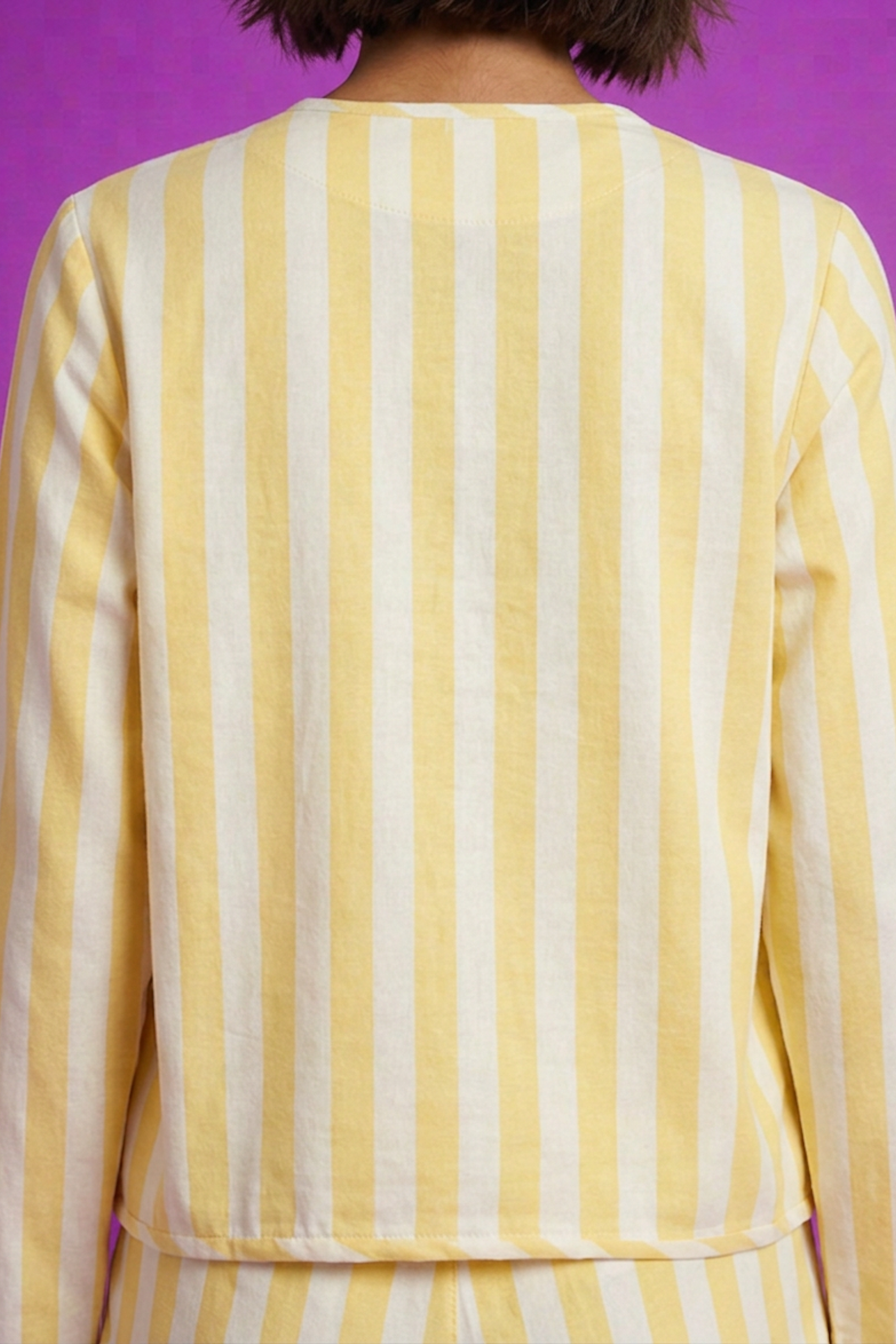 Veste rayée jaune et blanc en coton bio - Poudre Organic