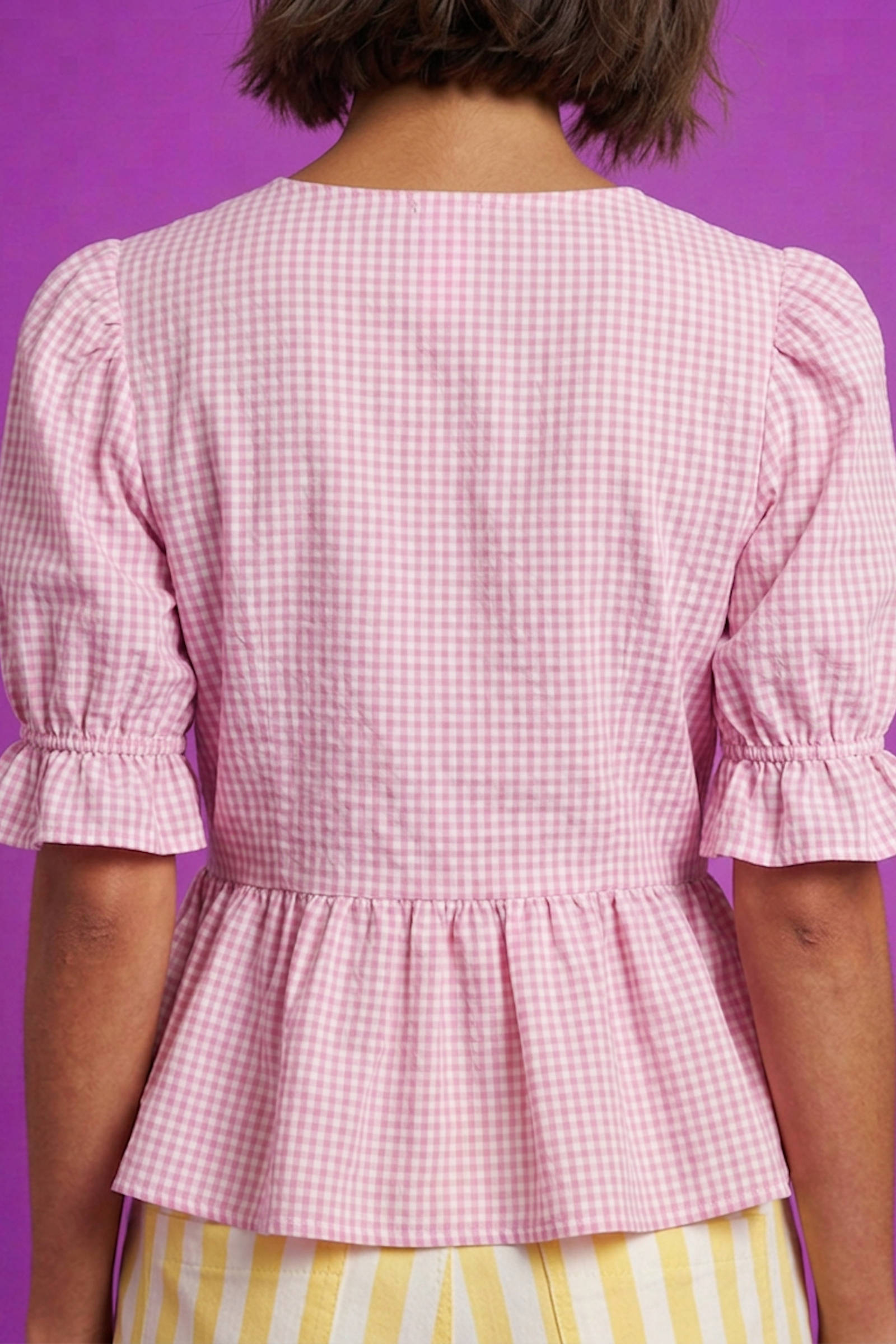 Blouse vichy rose en coton bio - Ana Noya Garcia