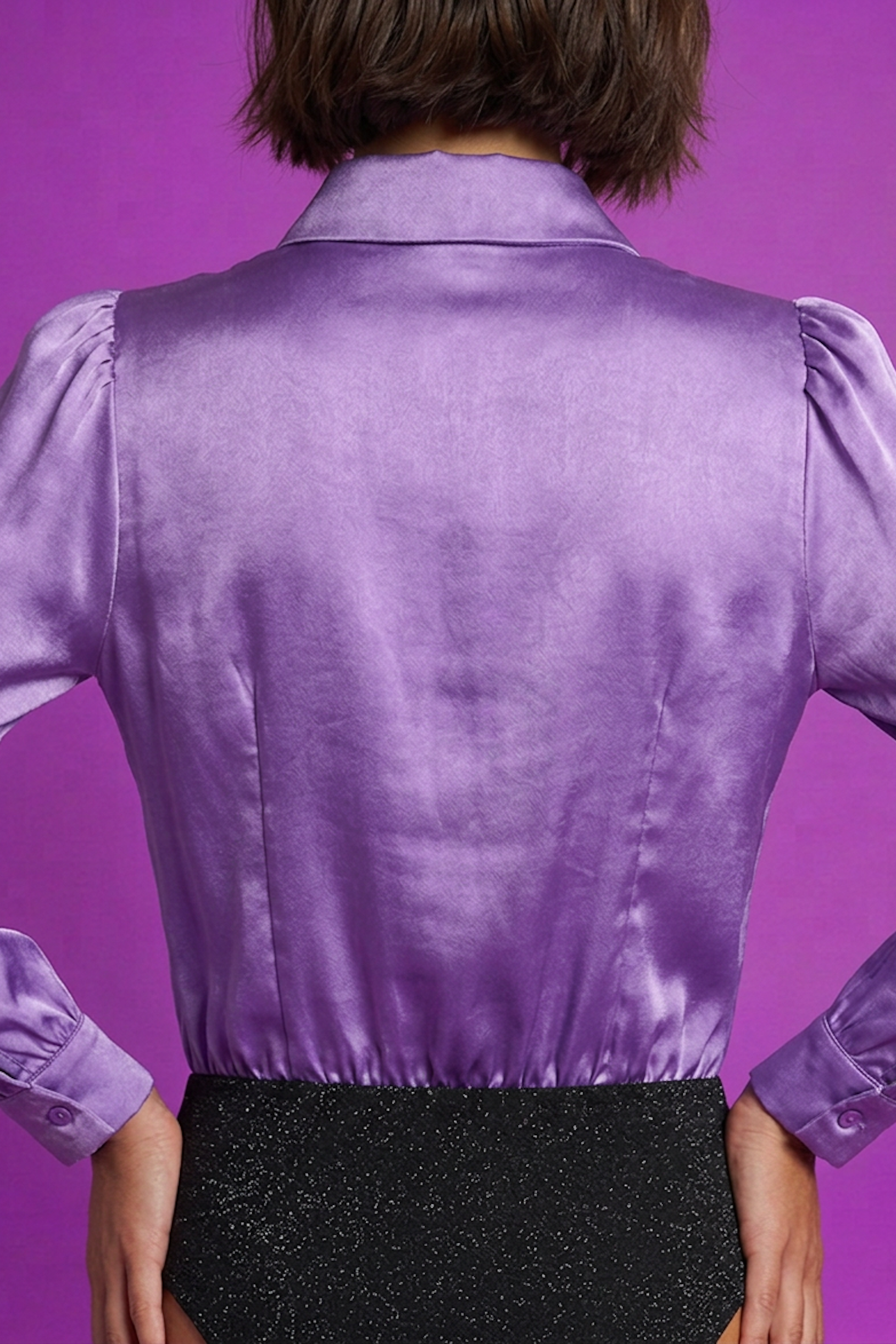 Body chemisier satiné violet - Superbe