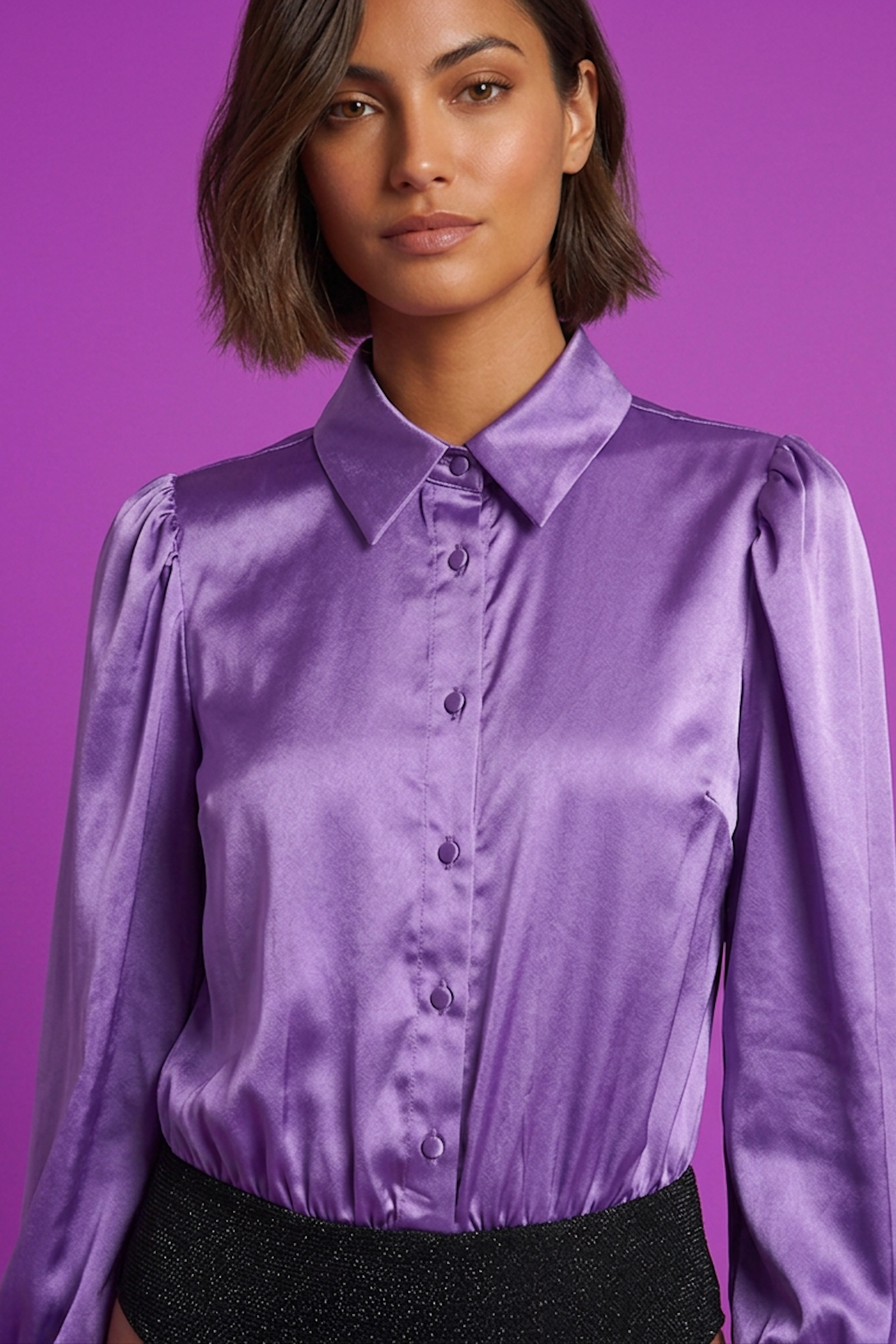 Body chemisier satiné violet - Superbe